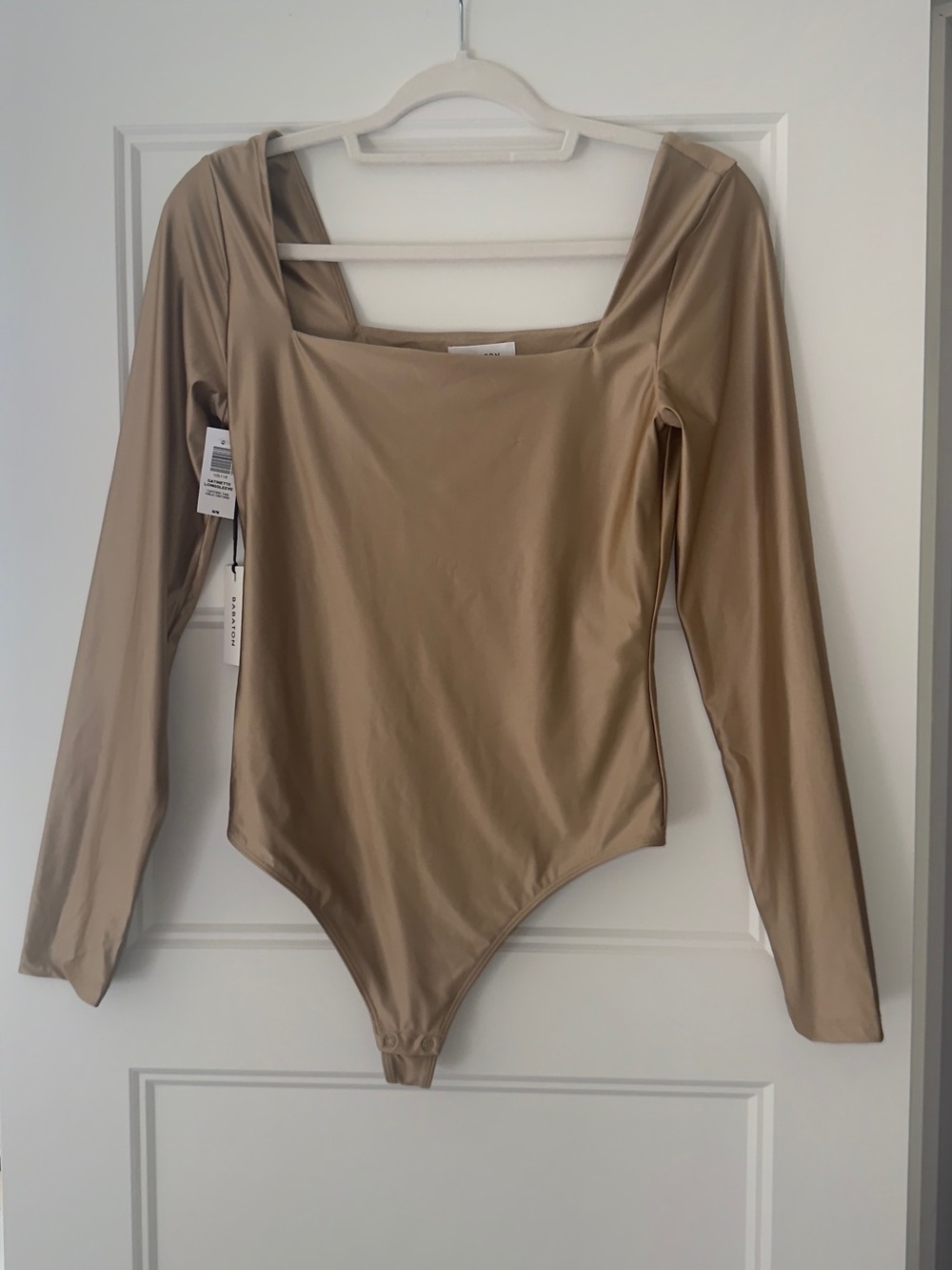 Aritzia Babaton Gold Spandex Long Sleeve One-Piece Bodysuit
